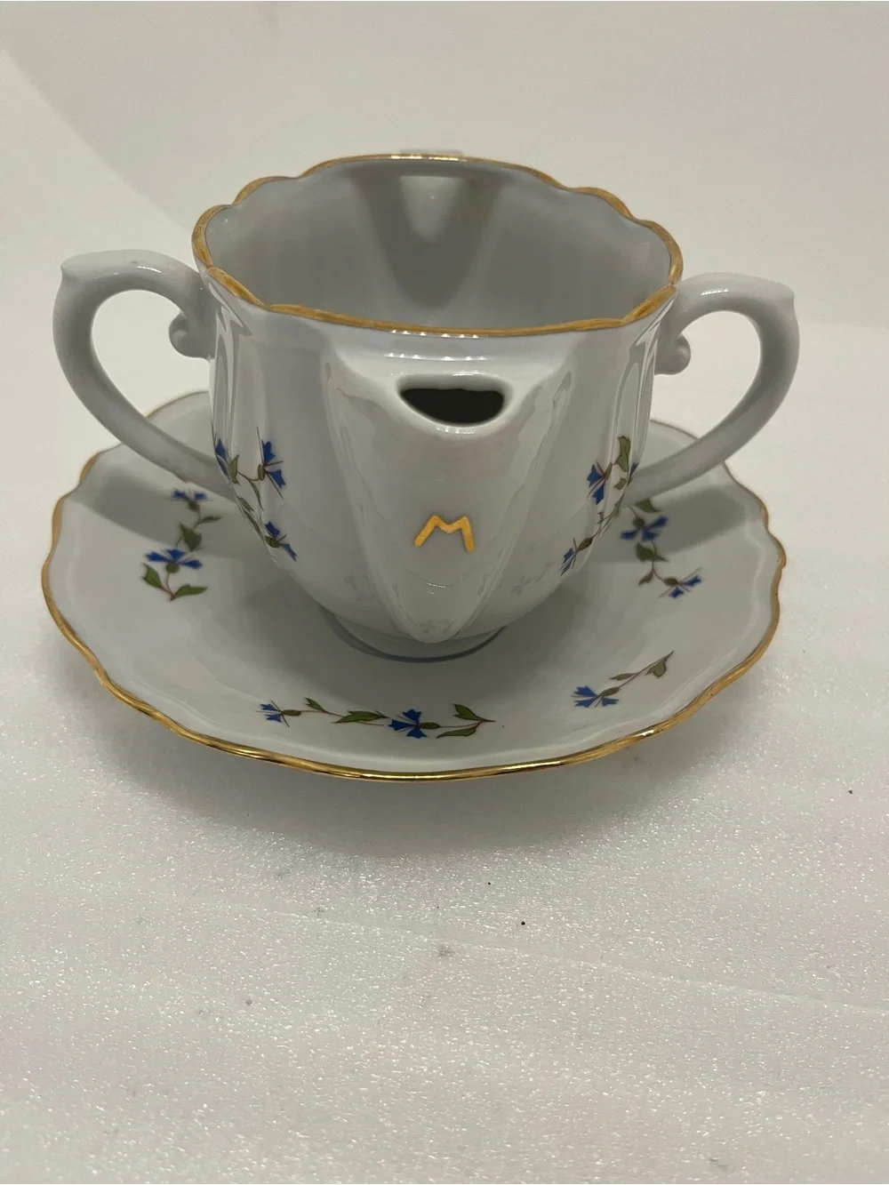 L Lourioux Berry Haute Double Spout Gravy Boat & Saucer Creation Made in France